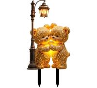 Dei tkeyts Shimmering Hug Bear Garden Stakes, 2D Flat Bear Garden Ornaments Outdoor, Acrylic Garden Decor for Yard, Lawn & Pots, Sparkling Garden Gift for Neighbors, Friends and Gardening Enthusiasts