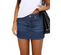 DEICAEVO Womens Denim Skirt Casual Mini Jean Skirt Stretch Low Waist Jean Skirt for Women Zip Fly Denim Mini Skirts, Dark Blue, XS