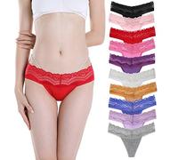 Deigecil Thongs For Women See Through T Back Soft Black Lace Cotton Thongs Ladies Underwear Multipack Pack Of 10