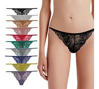 Deigecil Women Lace G String Thongs underwear Sexy G-string Lingerie Panties Assorted Pack of 10 Different Lace Floral and Color