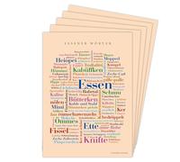Deine Wörter Postcard Set - 5 Postcards with Essen Dialect, Unique Souvenir from Food and Creative Gift Idea - DIN A6