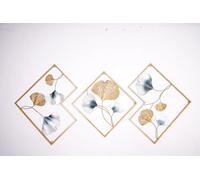 Deinungen 3D Metal Ginkgo Tree Leaf Wall Art 128 * 43cm,Gold Ginkgo Leaf Wall Sculpture Decoration Home Living Room Bedroom Kitchen Hotel (Colour,164 * 70.5cm)