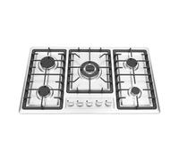Deinungen 5 Burner Gas On stainless steel surface Hob with Cast Iron Pan Stands,Built-in/Countertop Cooktop Gas Hob,independent knob,Flame Out Protection(86cm- 2 Burner)