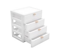 Deinungen Plastic Storage Drawers Unit with See-Through Drawers,Office Desk Organizers, Clear Storage Box,Stackable Tower for Desktop, Bedroom, Dorm, Cosmetics (4 Tier Organiser)
