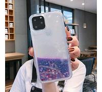 DEIOKL Liquid Quicksand Glitter Phone Case For iPhone 11 Pro Max XS X XR 6 6S 8 7 Plus 5 5S SE Water Shine Silicon Cover,Love Heart Purple,for iphone 6 6s plus