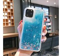 DEIOKL Liquid Quicksand Glitter Phone Case For iPhone 11 Pro Max XS X XR 6 6S 8 7 Plus 5 5S SE Water Shine Silicon Cover,Love Heart Blue,for iPhone XR