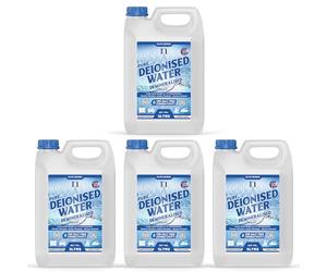 Deionised Water 20L - 4 x 5L of Deionised Water for Steam Irons, Car Batteries, Windscreen Fluid & Antifreeze - Demineralised Water, Reduces Limescale Deposits & Water Stains - For Lab Use (4, 5l)
