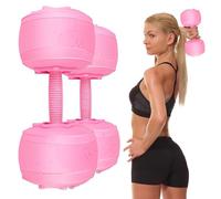DEIRIS 10~35kg 2 in 1 Adjustable Gym Trave Fitness Water Filled Portable and Safe Free Weights Dumbbells (Pink 1~6kg pair)