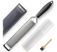 Deiss LUX Fine Grater & Lemon Zester, Parmesan Cheese Grater Handheld - Spices, Citrus Fruits, Hard Cheeses, Garlic, Chocolate, Nuts, Ginger Grater - Vegetable Shredder & Stainless Steel