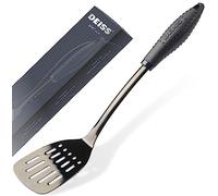 Deiss LUX Kitchen Grill Spatula Stainless Steel Heavy Duty Slotted Turner - 14.4" Metal Spatula for Cooking, Grilling Spatula, Easy Grip Handle, Slotted Design, Easy to Clean (Titanium)