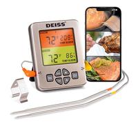 Deiss PRO Bluetooth Meat Thermometer Wireless - Digital Cooking Thermometer with 2 Probes, Oven Thermometer for Smoker Grill BBQ, Wireless Meat Thermometer for Grilling, Kitchen Food Thermometer