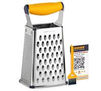Deiss PRO Box Grater & Cheese Graters for Kitchen - Stainless Steel Cheese Grater and Food Shredder, 4 Sided Hand Grater for Block Cheese, Vegetables, Non-Slip Base, Dishwasher Safe