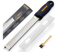 Deiss PRO Citrus Zester & Cheese Grater - Parmesan Cheese Lemon, Ginger, Garlic, Nutmeg, Chocolate, Vegetables, Fruits - Razor-Sharp Stainless Steel Blade, Wide, Dishwasher Safe - Black