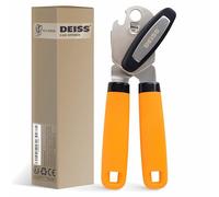 Deiss PRO Hand Held Can Opener - Smooth Edge Can Opener Manual & Bottle Opener, Heavy Duty Stainless Steel Can Openers, Effortless Turn Knob, Sharp Blade for Easy Cutting, Non-Slip Ergonomic Handle