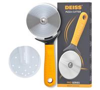 Deiss Pro Heavy Duty Pizza Cutter with Wheel Slicer - Stainless Steel Sharp Smooth Pizza Cutter Wheel with Easy Grip Non-Slip Handle, Dishwasher Safe