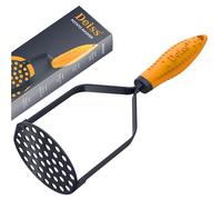 Deiss PRO Heavy Duty Stainless Steel PotatoMasher Hand-Held for Struggle-Free Mashing - Dishwasher Safe Vegetable and Fruit Masher - Black