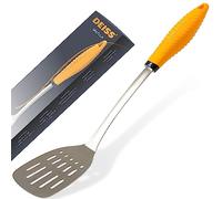 Deiss PRO Kitchen Grill Spatula Stainless Steel Heavy Duty Slotted Turner - 14.4" Metal Spatula for Cooking, Grilling Spatula, Easy Grip Handle, Slotted Design, Easy to Clean (Orange)