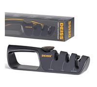 Deiss PRO Knife Sharpener with Adjustable Angle Knob - Handheld Manual Knife Sharpeners for Kitchen Knives, Scissors Sharpener, Pocket Knife Sharpener - Repair, Restore, Polish Blades, Non-Slip Grip
