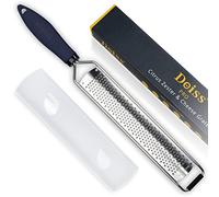 Deiss PRO Lemon Zester & Heavy Duty Cheese Grater & Vegetable Grater - Parmesan Cheese, Lemon, Garlic, Nutmeg, Chocolate, Fruits, Vegetables, Ginger Grater - Stainless Steel Cheese Shredder - Black