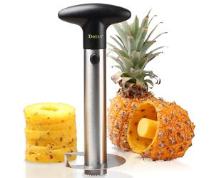 Deiss PRO Pineapple Corer - 2 in 1 Stainless Steel Pineapple Cutter & Corer - Makes Perfect Pineapple Rings and Pineapple Cubes Without a Mess - Dishwasher Safe