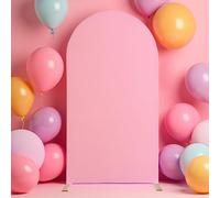 Deisy Dee 7.2FT Stretch Arch Backdrop Cover - Elastic Polyester Fabric for Snug Fit, Easy Install Wrinkle-Resistant Drape for Wedding, Photo Booth & Event Decor (Pink)