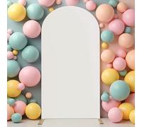 Deisy Dee 7.2FT Stretch Arch Backdrop Cover - Elastic Polyester Fabric for Snug Fit, Easy Install Wrinkle-Resistant Drape for Wedding, Photo Booth & Event Decor (Off White)