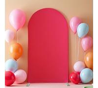 Deisy Dee 7.2FT Stretch Arch Backdrop Cover - Elastic Polyester Fabric for Snug Fit, Easy Install Wrinkle-Resistant Drape for Wedding, Photo Booth & Event Decor (red)