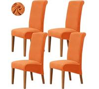 Deisy Dee Stretch XL/Oversized Extra Large Velvet Dining Room Chair Covers for Kitchen Dining，Removable Washable Chair Protectors Slipcovers (Orange, 4)