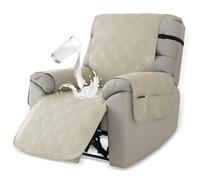 Deisy Dee Waterproof Recliner Chair Covers with Storage Pocket - Extend Sofa Life, Comfortable & Washable, Available in 10 Colors (Ivory, 24.8 ")