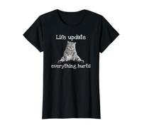 Dejected cat: Life Update, Everything Hurts. Value Graphic T-Shirt, Women, Black, XL