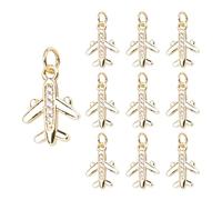 DEJIN 10Pcs Airplane Charms Pendants Rhinestone Aircraft Pendant Accessories DIY for Jewellry Making Flight and Travel Enthusiasts