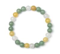 DEJIN 1pc 8mm Mixed Natural Agate Round Stretchable Bracelet For Women,Or A Gift For Friend