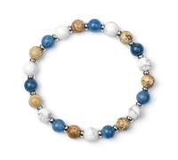 DEJIN 1pc 8mm Mixed Natural Agate Round Stretchable Bracelet For Women,Or A Gift For Friend