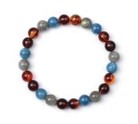 DEJIN 1pc 8mm Mixed Natural Agate Round Stretchable Bracelet For Women,Or A Gift For Friend