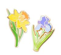 DEJIN 2Pcs Daffodil Brooch Pin Floral Enamel Lapel Pins for Jackets and Backpacks Kawaii Flower Pins for Teachers Nurses Doctors Women's Fashion Accessories