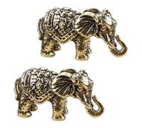 DEJIN 2Pcs Elephant Ornament Small Vintage Lucky Elephant Statue for Home Decor, Mini Desktop Figurine, Elegant Office Desk & Housewarming Gift