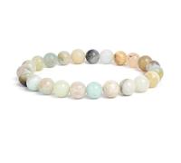 DEJIN 2pcs Natural Stone Amazonite Round Beads Bracelet Women Men Bracelets 4/6/8/10/12mm Elastic Bangle Gifts,6mm