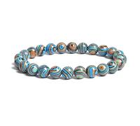 DEJIN 2pcs Natural Stone Beads Blue Malachite Bracelets 8 MM Round Beads Bracelet Strand Women Men