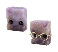 DEJIN 2Pcs Raw Quartz Crystal Animal Figurines Cute Cube Pets Home Desk Decor Mystic Stone Accent Decorative