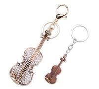 DEJIN 2Pcs Rhinestone Violin Keychain Sparkly Crystal Retro Violin Keyring Charm Pendant for Music Lovers Violin Players Accessory for Women Girls Backpacks Handbags