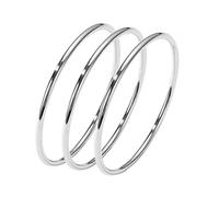 DEJIN 3 Pieces/lot Non Fading Stainless Steel Bracelet Bangles For Women Simple Style Gold Plated Women's Bracelets Bangle ,Silver-XXL 73mm-2.87in