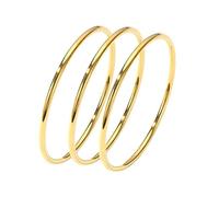 DEJIN 3 Pieces/lot Non Fading Stainless Steel Bracelet Bangles For Women Simple Style Gold Plated Women's Bracelets Bangle ,Gold-XXL 73mm-2.87in