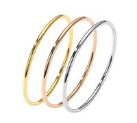 DEJIN 3 Pieces/lot Non Fading Stainless Steel Bracelet Bangles For Women Simple Style Gold Plated Women's Bracelets Bangle ,R.G.S-XXL 73mm-2.87in