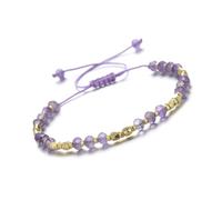 DEJIN 3X4MM Natural Stone Sun Stone Lapis Amethyst Garnet Faceted Rondelles And Seed Beads Adjustable Bracelets For Lady,Amethyst