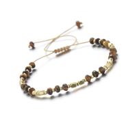 DEJIN 3X4MM Natural Stone Sun Stone Lapis Amethyst Garnet Faceted Rondelles And Seed Beads Adjustable Bracelets For Lady,Tiger Eye