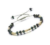 DEJIN 3X4MM Natural Stone Sun Stone Lapis Amethyst Garnet Faceted Rondelles And Seed Beads Adjustable Bracelets For Lady,Malachite
