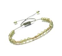 DEJIN 3X4MM Natural Stone Sun Stone Lapis Amethyst Garnet Faceted Rondelles And Seed Beads Adjustable Bracelets For Lady,Peridot