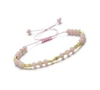 DEJIN 3X4MM Natural Stone Sun Stone Lapis Amethyst Garnet Faceted Rondelles And Seed Beads Adjustable Bracelets For Lady,Pink Opal