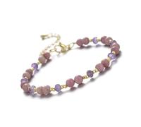 DEJIN 4MM Natural Stone Moonstone Rose Quartz Carnelian Rhodonite And Amethyst Beads Bracelet For Women