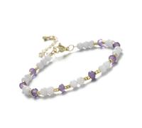 DEJIN 4MM Natural Stone Moonstone Rose Quartz Carnelian Rhodonite And Amethyst Beads Bracelet For Women